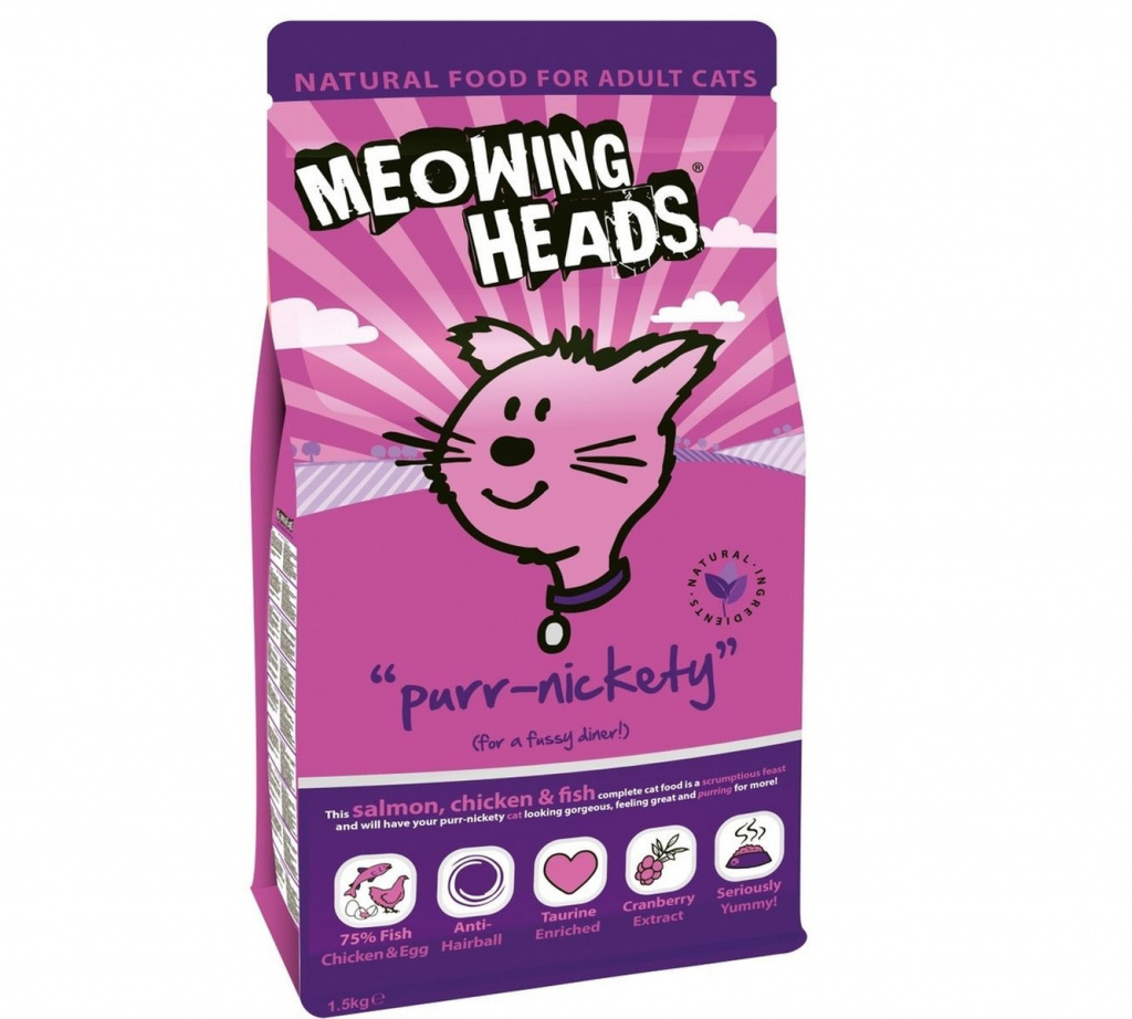 Meowing Heads Purring med lax och kyckling (1,5 kg)