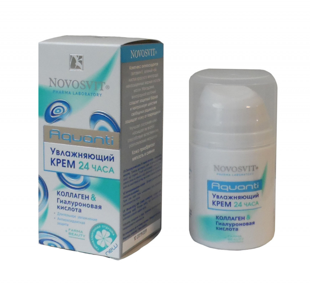 24-satna hidratantna krema za lice s kolagenom i hijaluronskom kiselinom Novosvit Aquanti