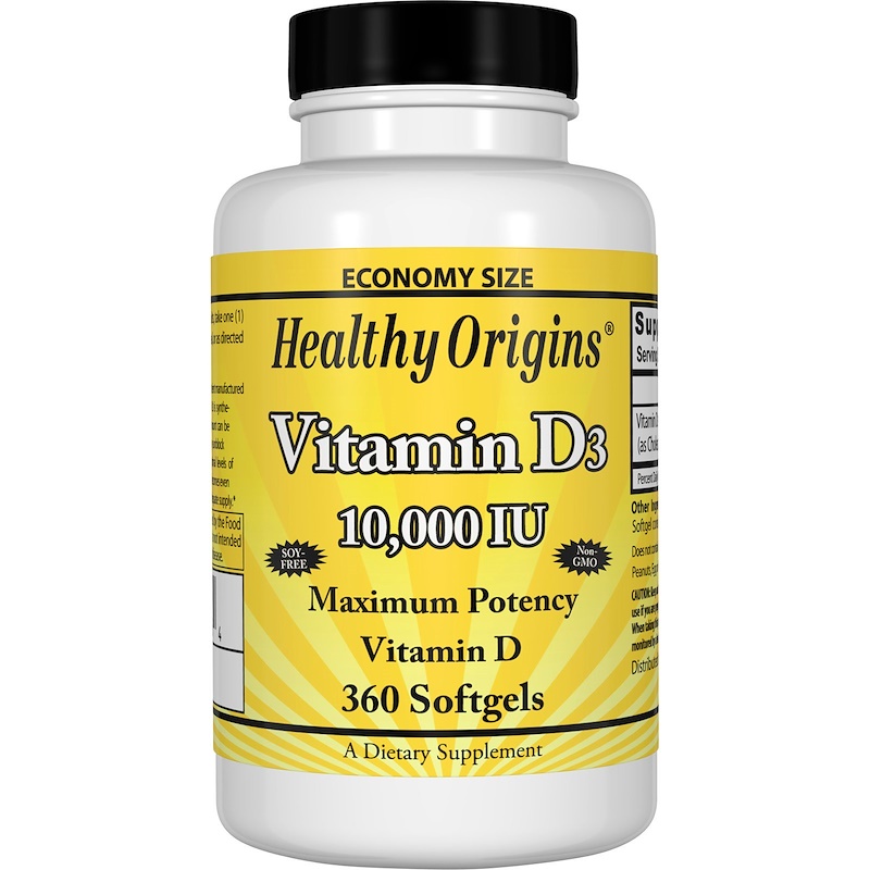 Origen saludable, Vitamina D3, 10.000 UI, 360 Softgels
