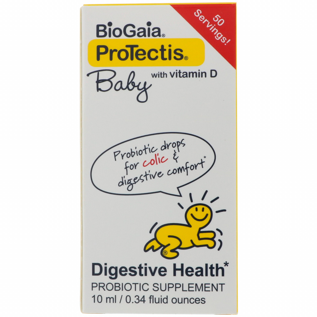 BioGaia, ProTectis, bebeluș, cu vitamina D, sănătate digestivă, supliment probiotic, 0,34 fl oz (10 ml)