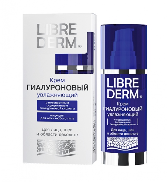 Librederm Hyaluronic Moisturizing Cream Fuktgivande Hyaluronic Cream för ansiktet av nacken och decollete