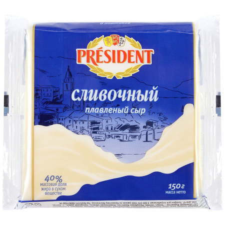 Smetanový sýr zpracovaný krémový 40% plátky, 150g (8ks)