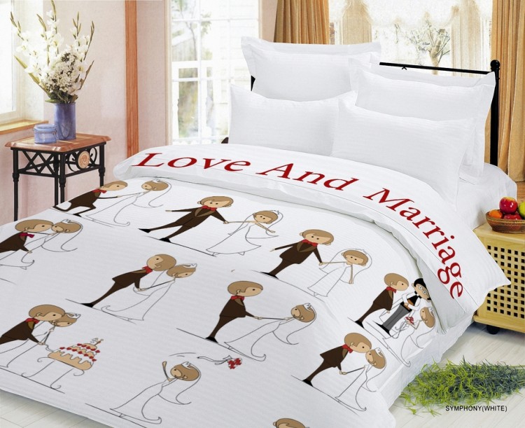 أغطية السرير 2-النوم (قياسي) نيوتوني الخشنة كاليكو الحب والزواج