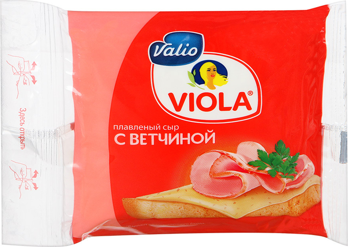 Zpracovaný sýr Viola se šunkou 45% plátky, 140g