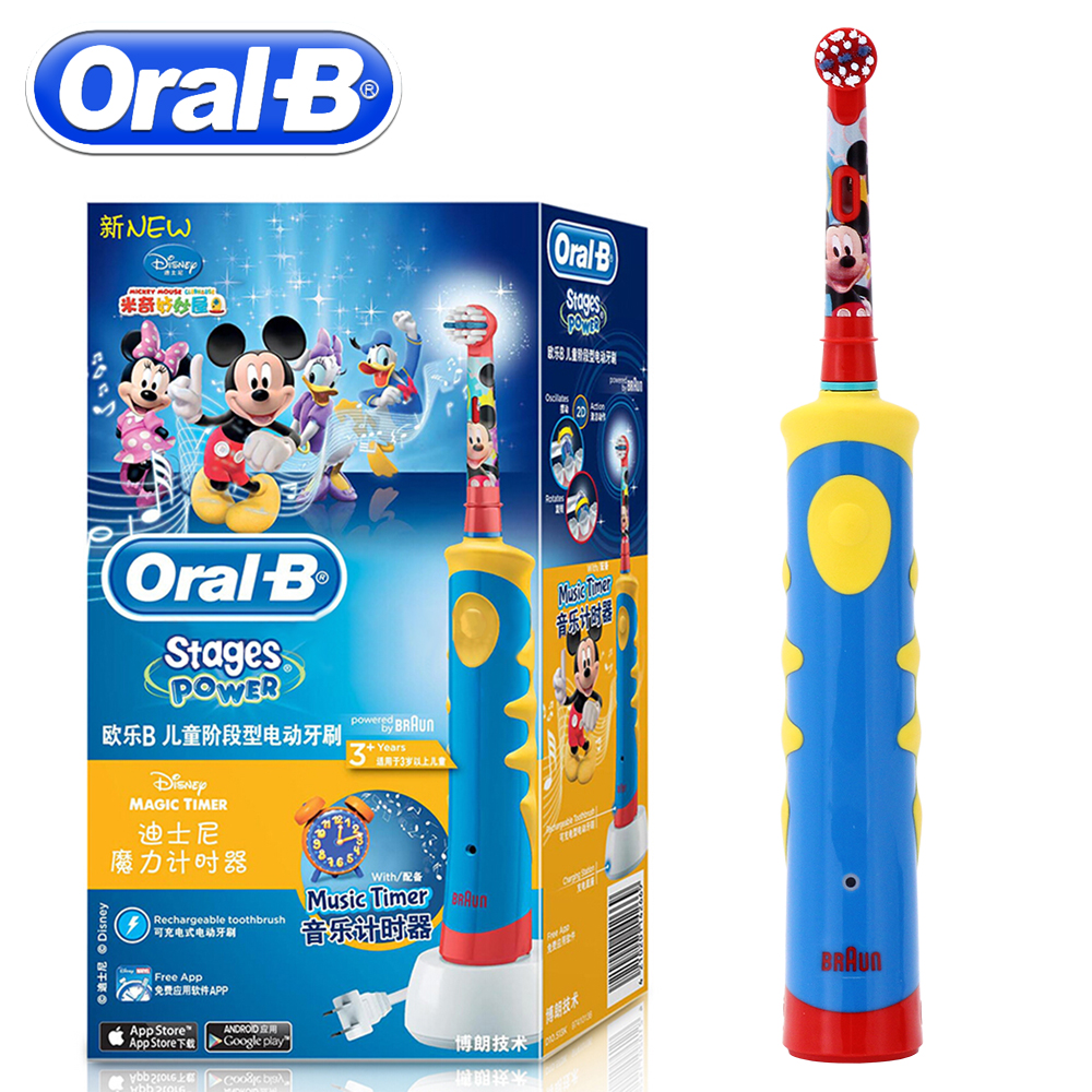 Elektrický zubní kartáček pro děti Oral-B Mickey Kids barva modrá